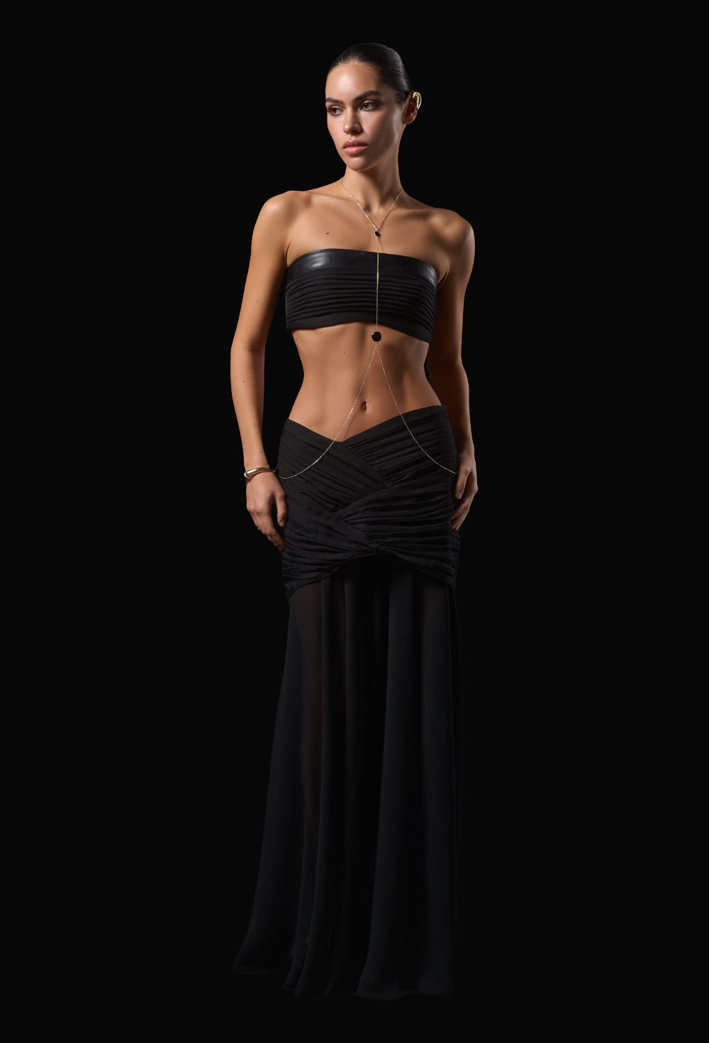 Шелковая драпированная юбка - фото 120473