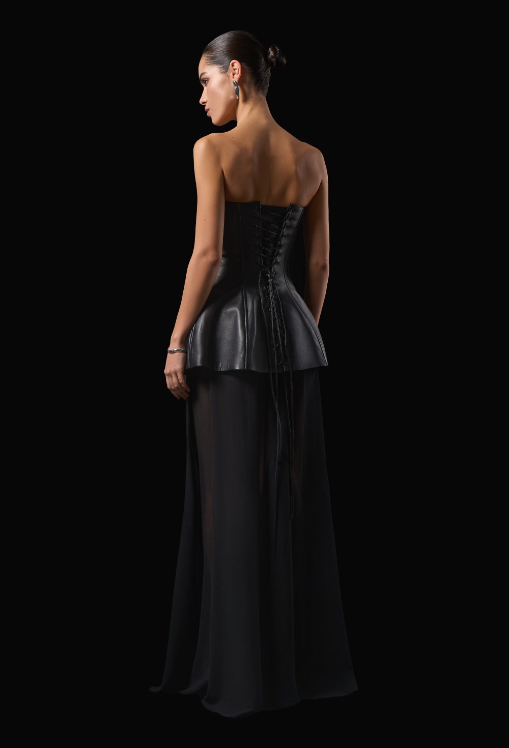 Кожаный корсет с баской - фото 120548