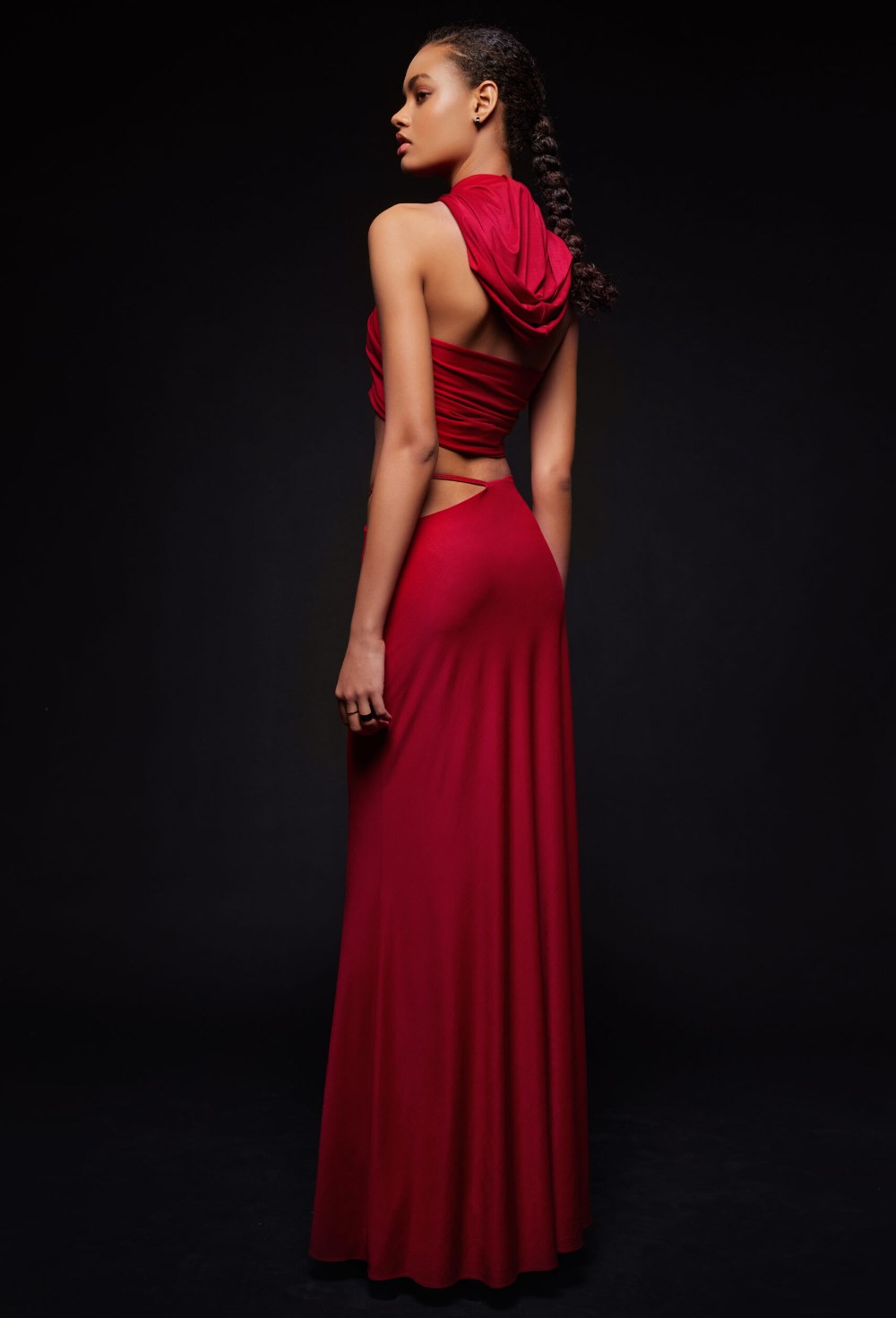 Красная трикотажная юбка макси - фото 120629