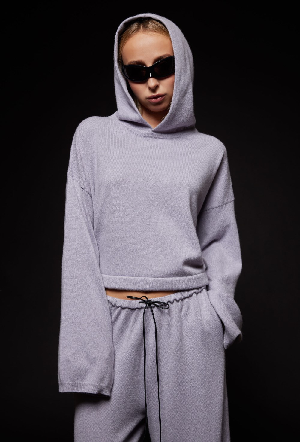 Серое худи из кашемира - фото 120635