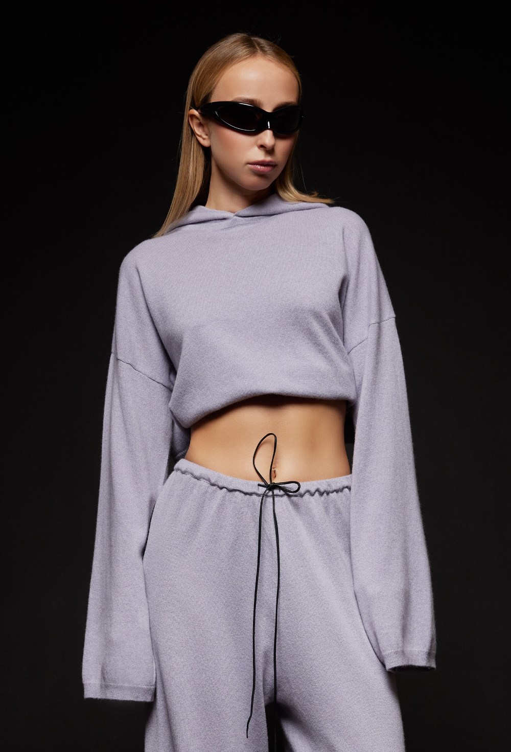 Серое худи из кашемира - фото 120636