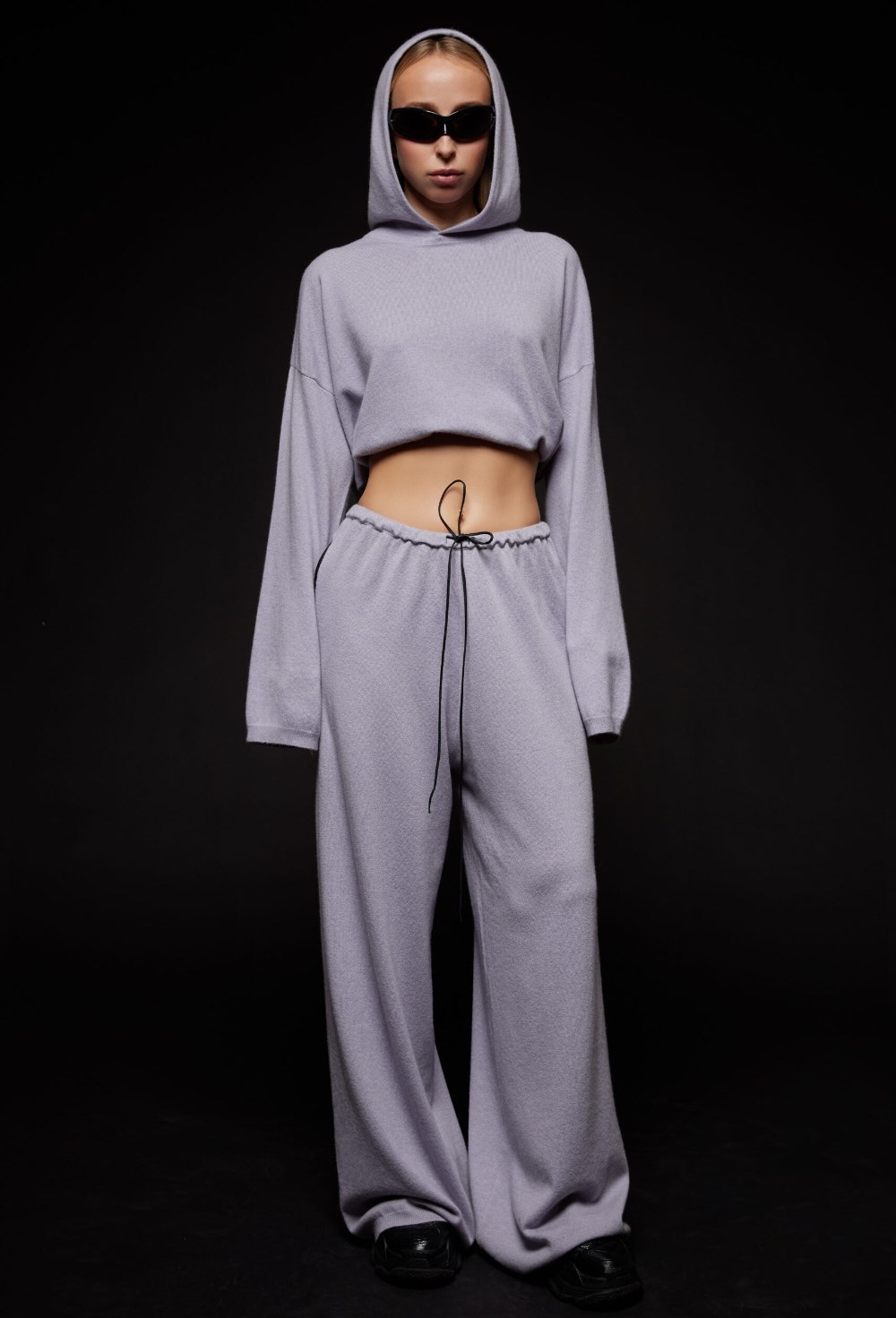 Кашемировые серые широкие брюки - фото 120644