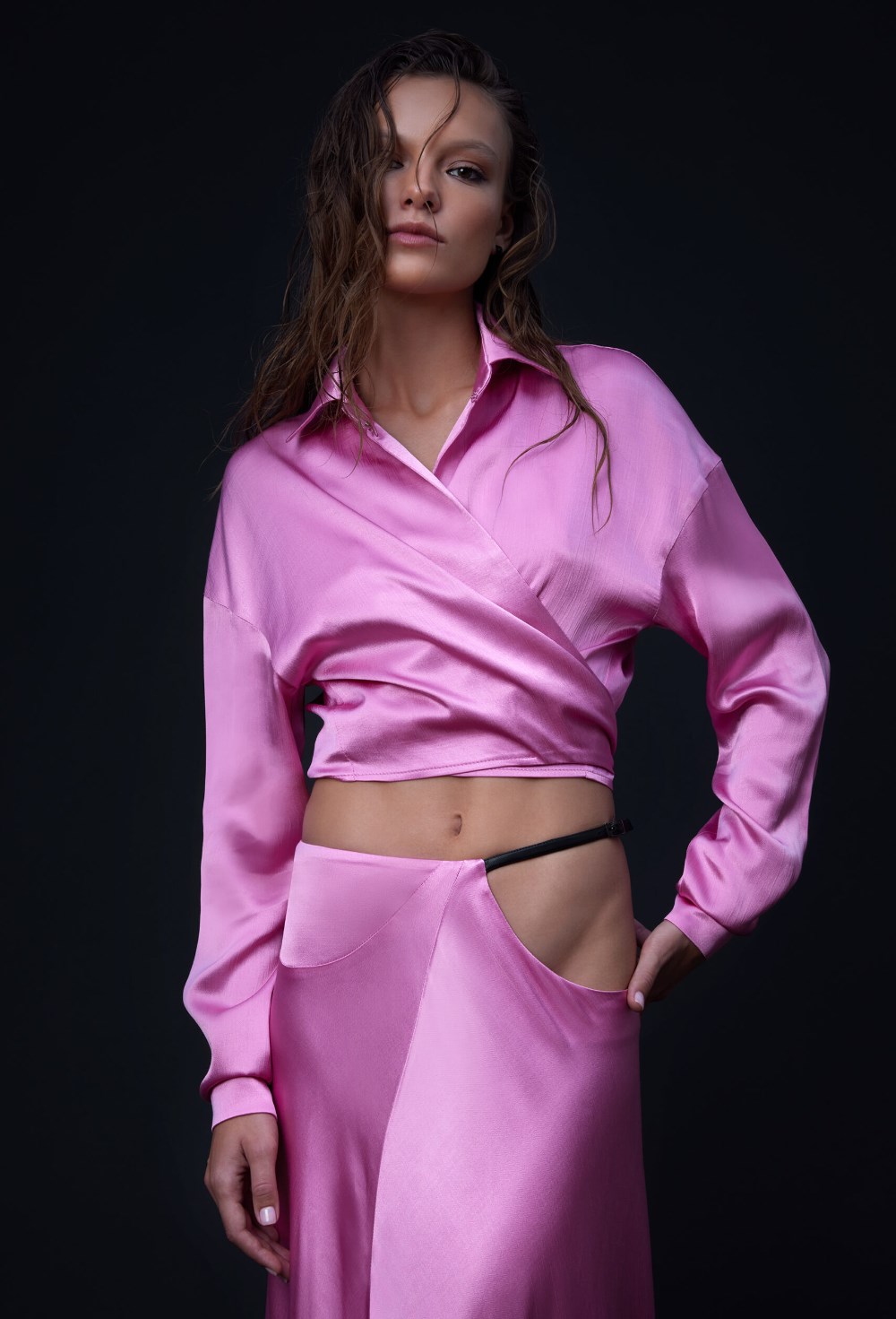 Розовая блуза из вискозы - фото 120725