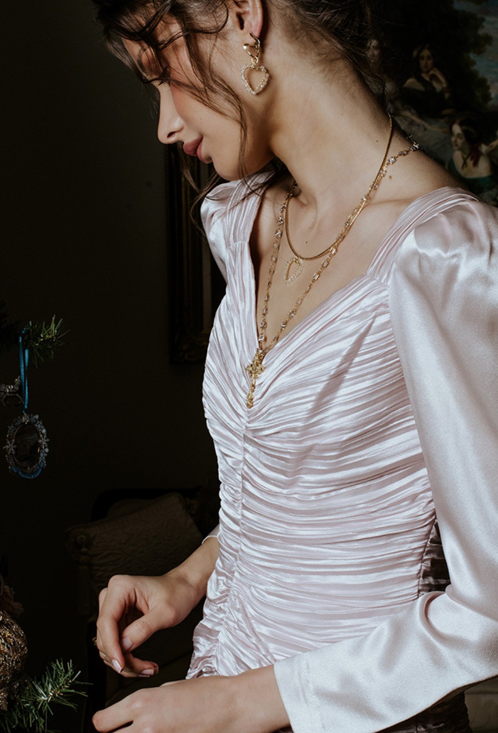 Сhain with crystals and a cross pendant Gold - фото 122257