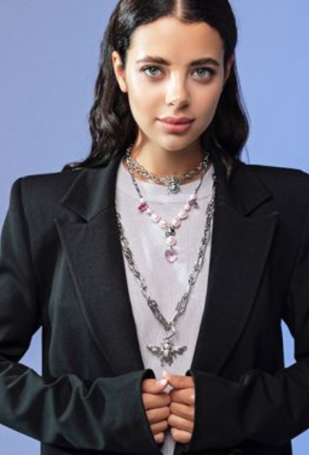 Fly Symbol Chain Necklace Rhodium - фото 122280