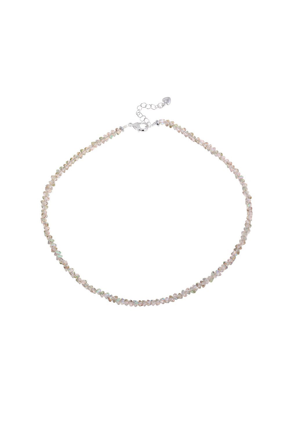 Choker made of beige jewelry glass Rhodium - фото 122382