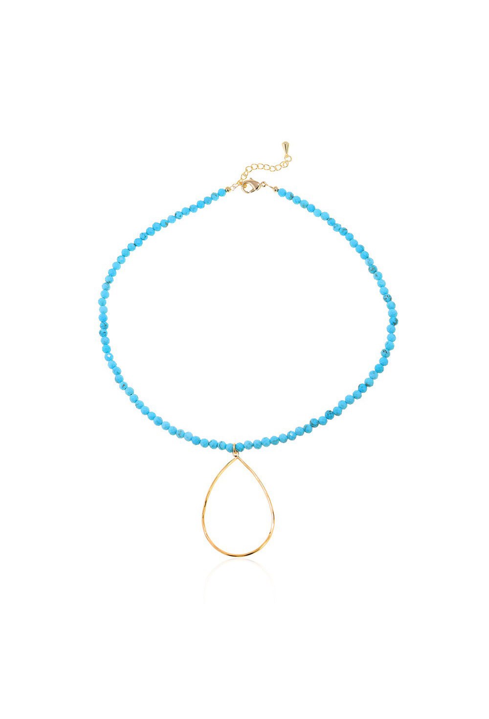 Choker with turquoise turcvenite stones with drop pendant Gold - фото 122385