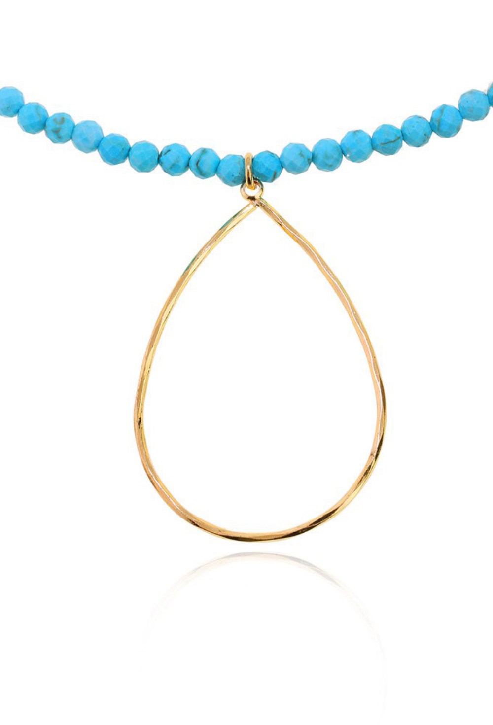 Choker with turquoise turcvenite stones with drop pendant Gold - фото 122386