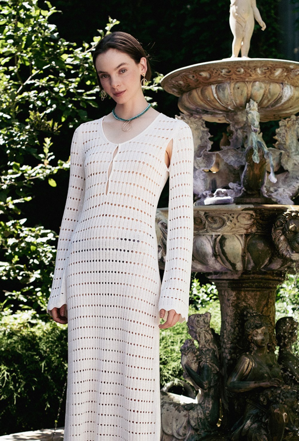 Choker with turquoise turcvenite stones with drop pendant Gold - фото 122387