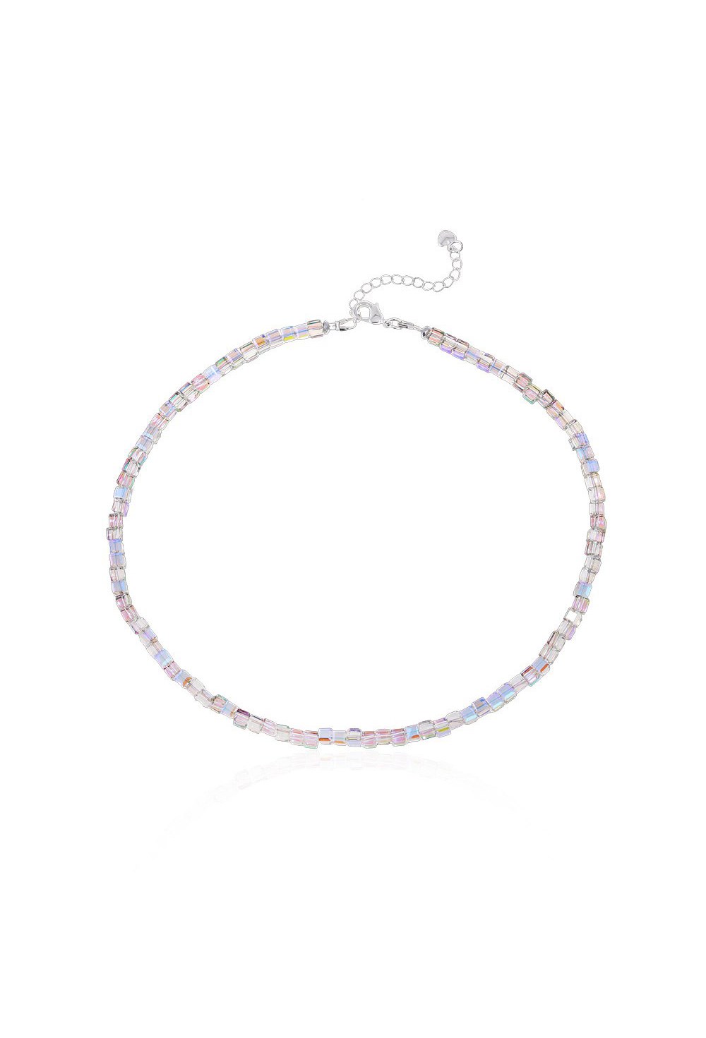 Jewelry glass choker in the form of cubes, multicolor Rhodium - фото 122391