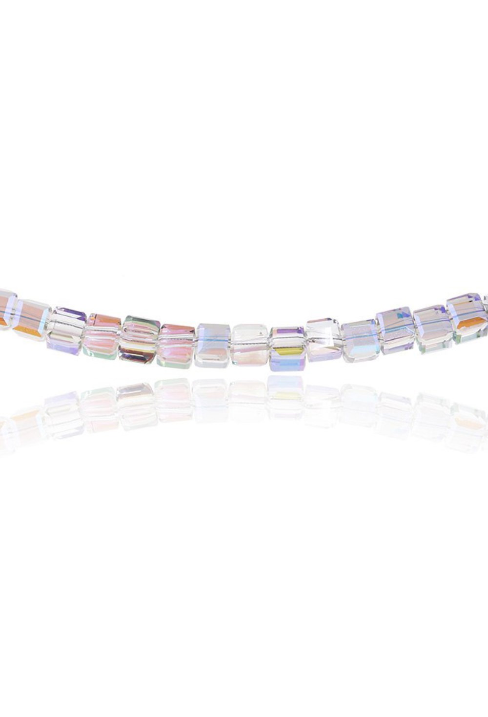 Jewelry glass choker in the form of cubes, multicolor Rhodium - фото 122392