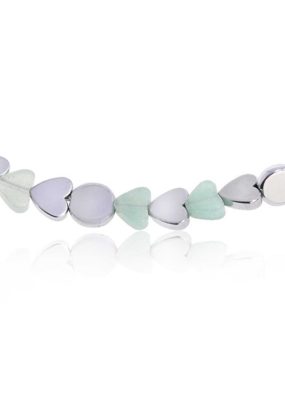 Choker made of green Jade and Hematite in the shape of a heart Rhodium - фото 122398