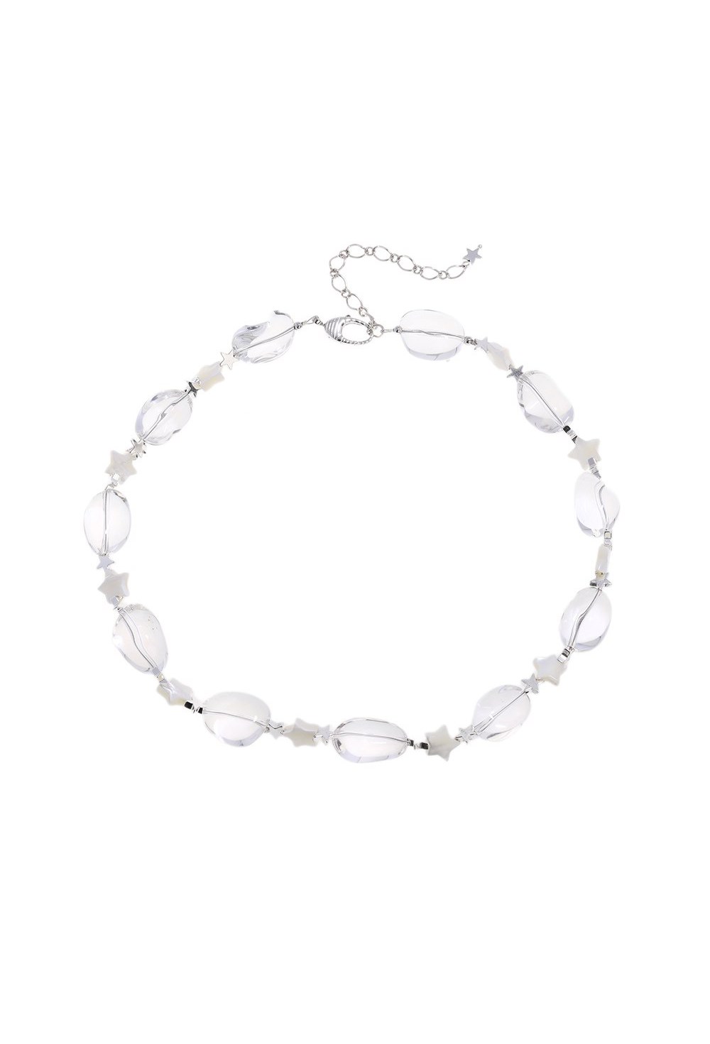 Necklace made of large rhinestone beads Rhodium - фото 122406