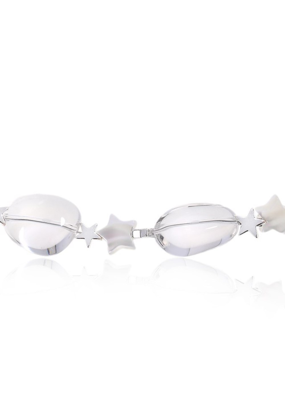 Necklace made of large rhinestone beads Rhodium - фото 122407