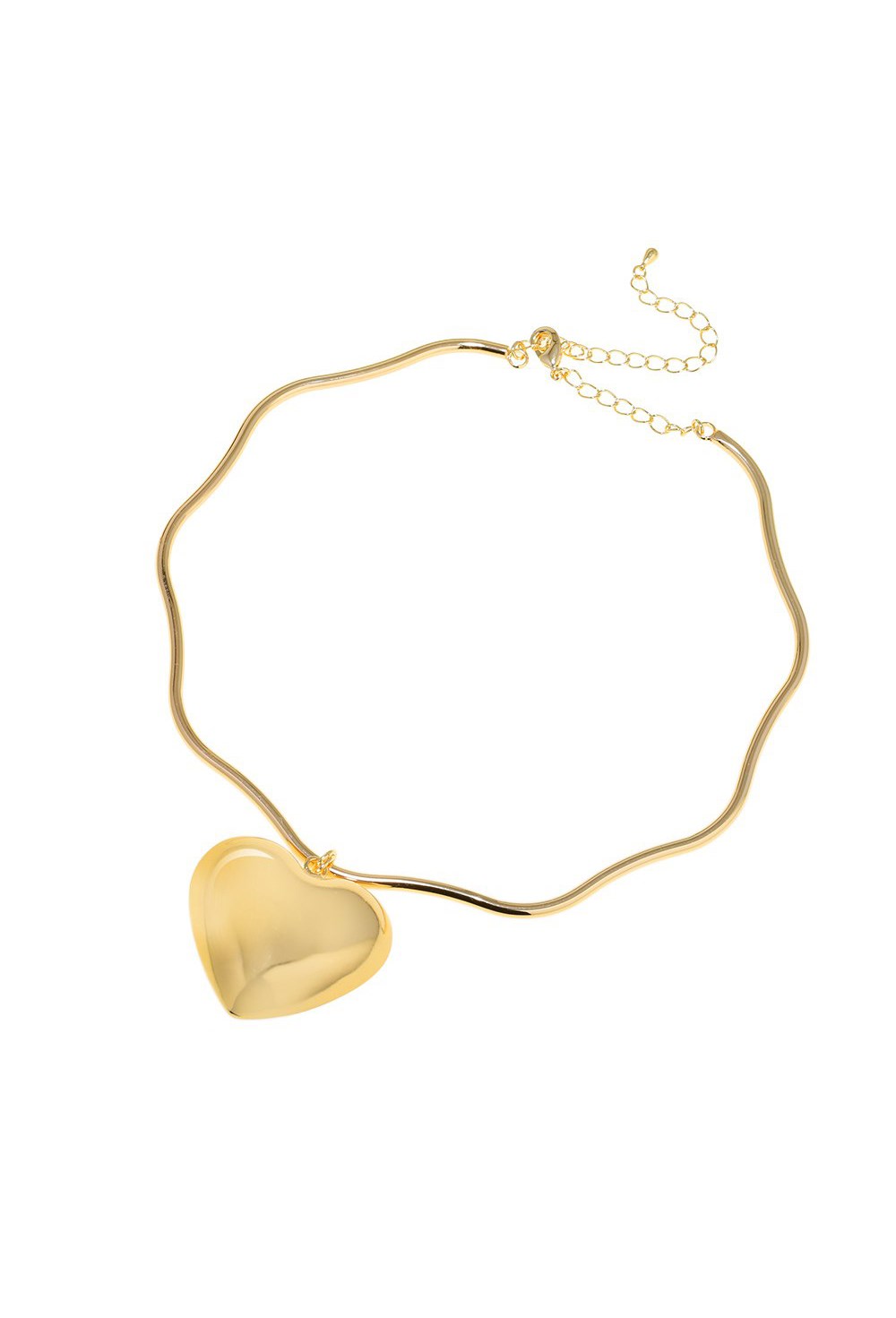 Hard wavy choker with a three-dimensional Heart pendant Gold - фото 122439