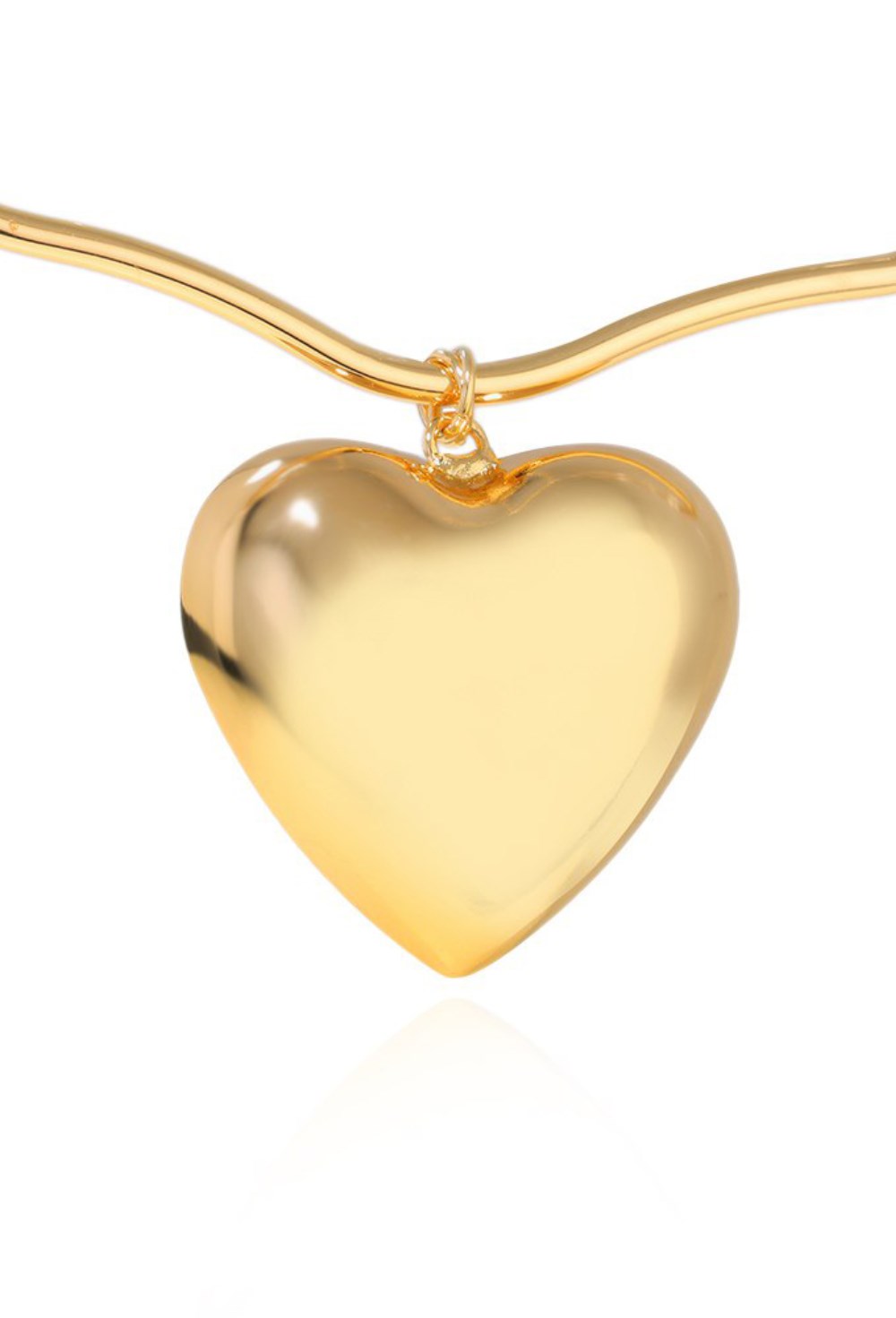 Hard wavy choker with a three-dimensional Heart pendant Gold - фото 122440