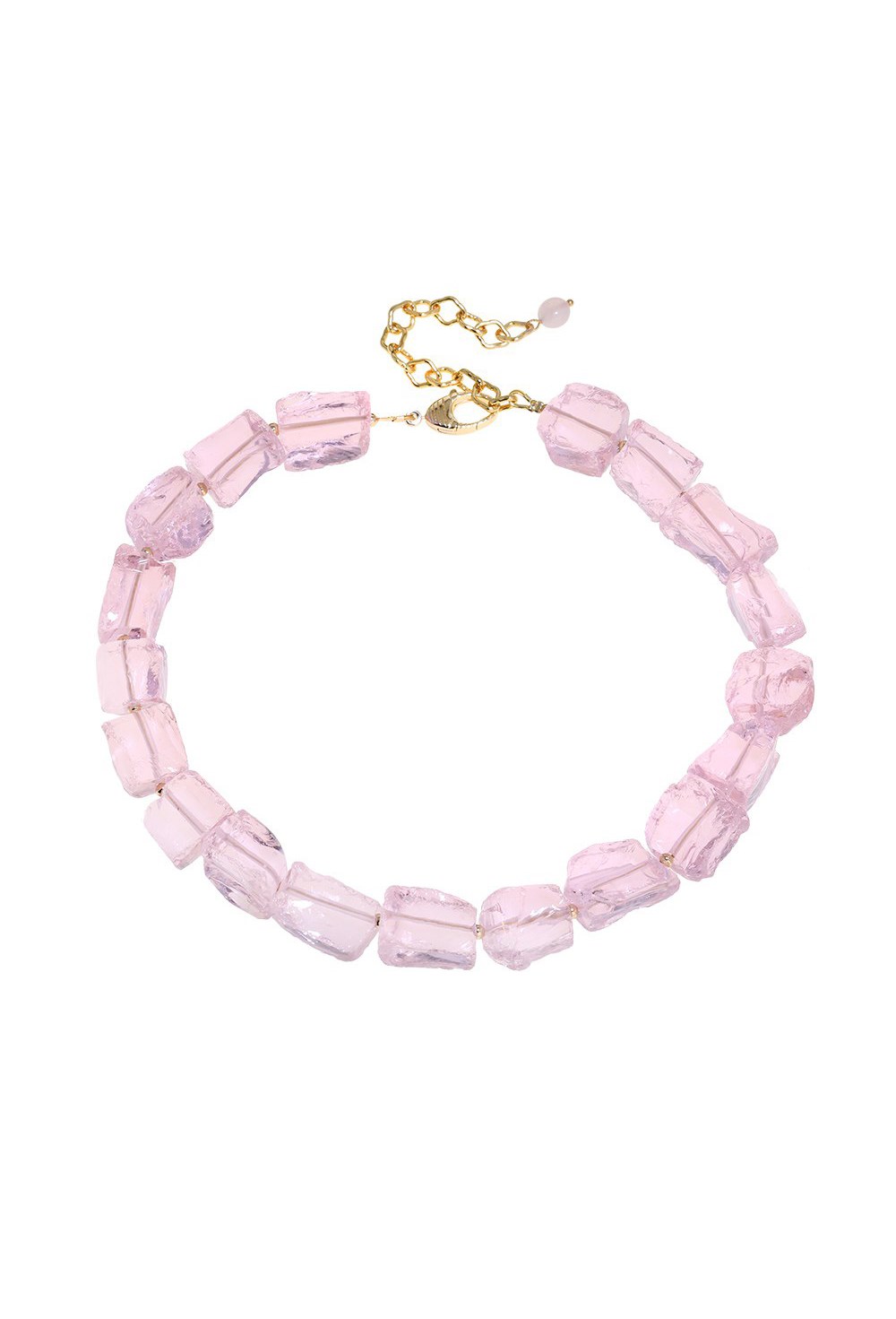 Choker made of large beads, rose quartz - фото 122449