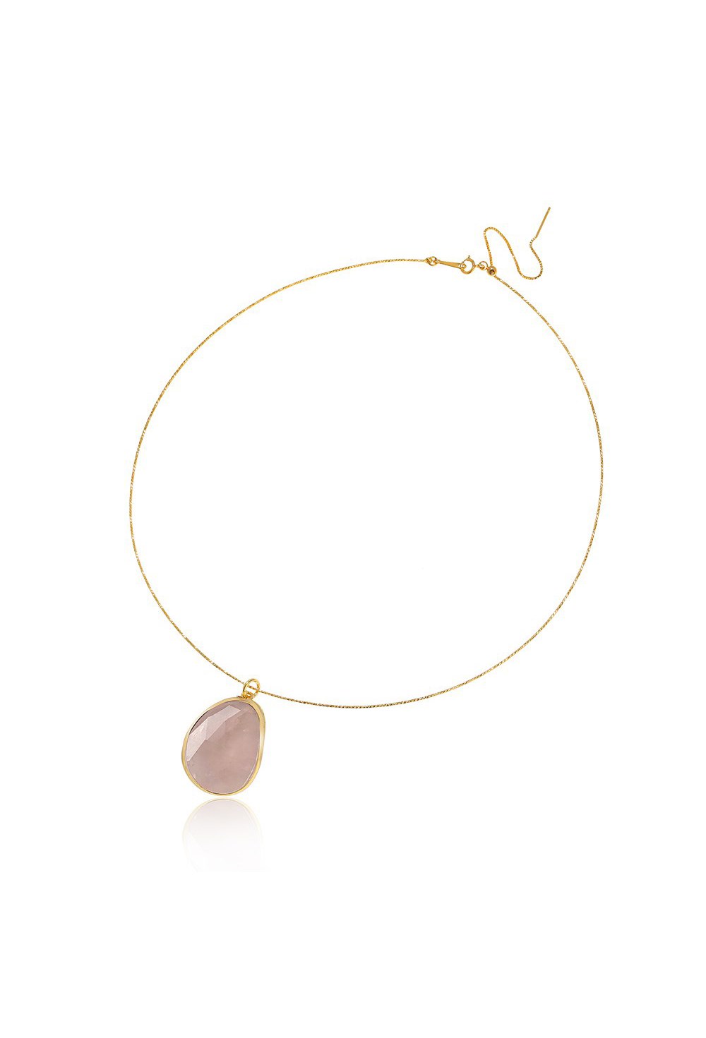 Choker with faceted rose quartz pendant Gold - фото 122451