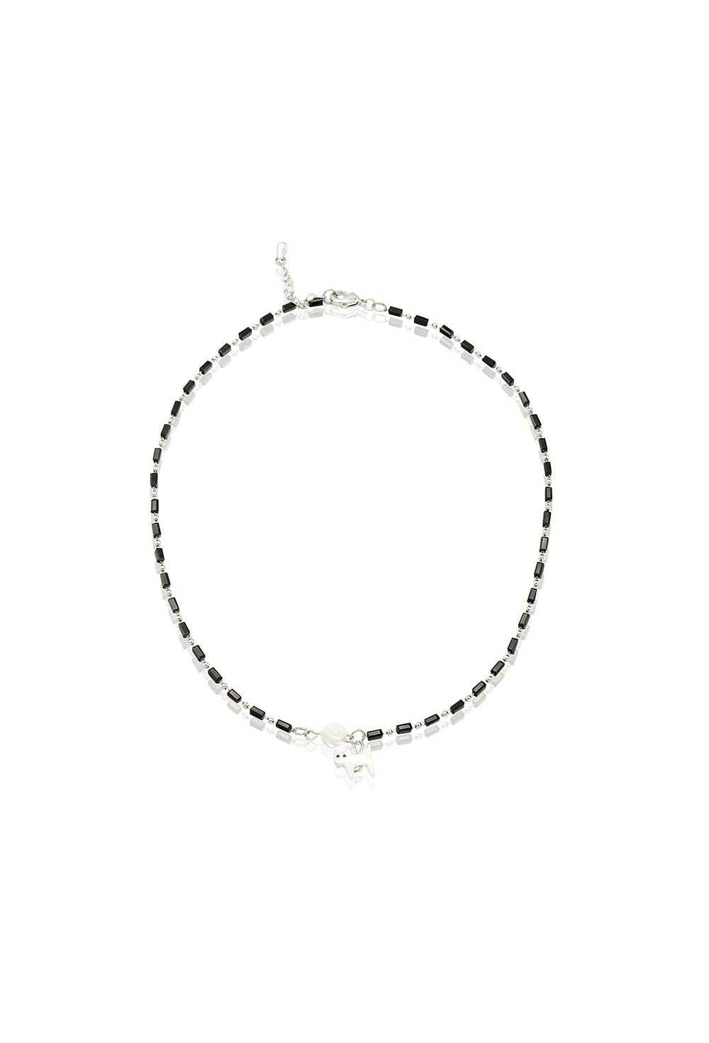 Black Agate Choker with Cat Symbol - фото 122455