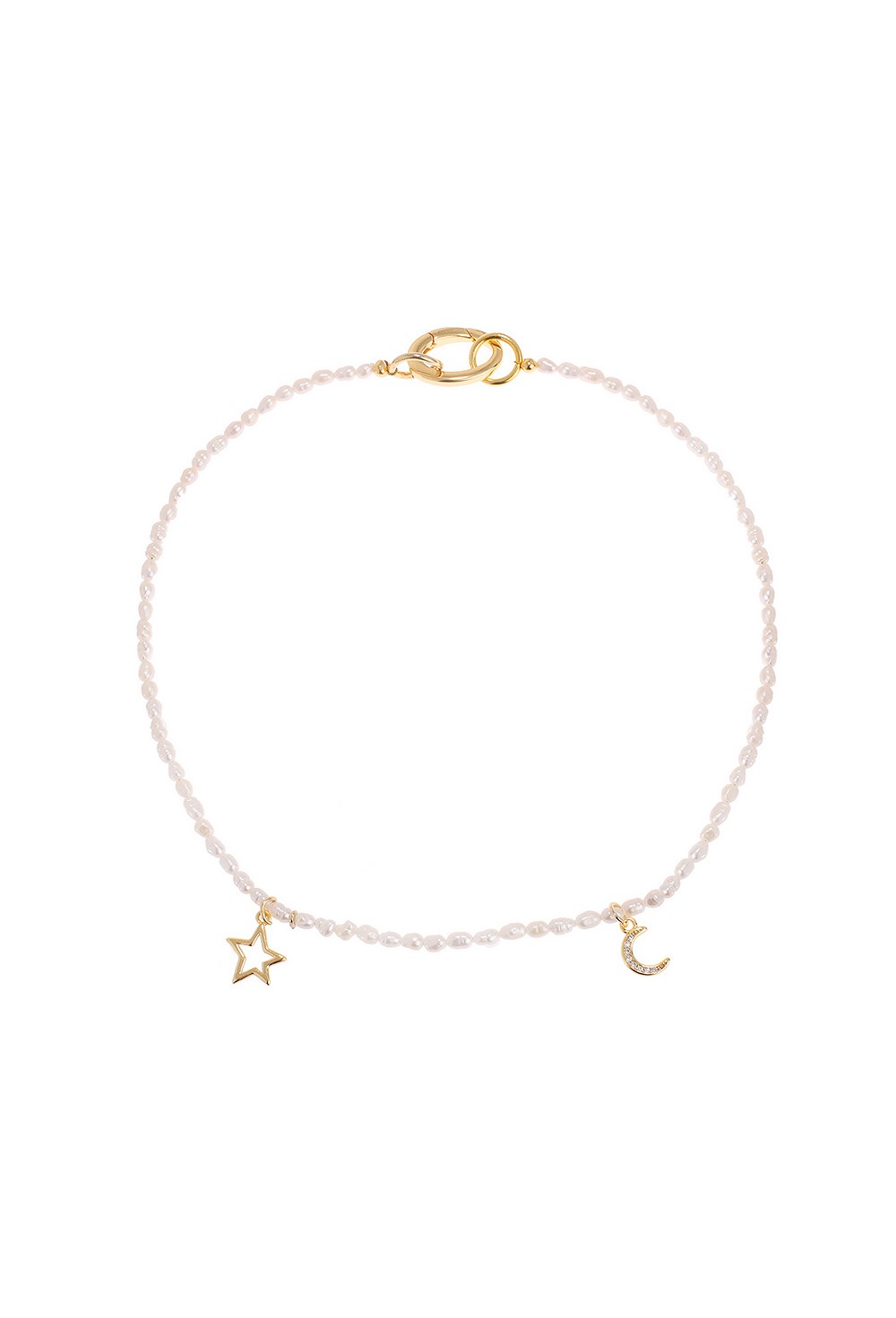 Pearl Choker with Star and Moon - фото 122470