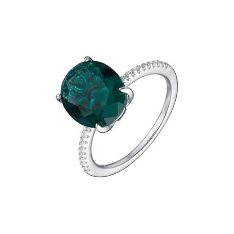 Коктейльное кольцо с темно-зеленым кристаллом - фото 12247