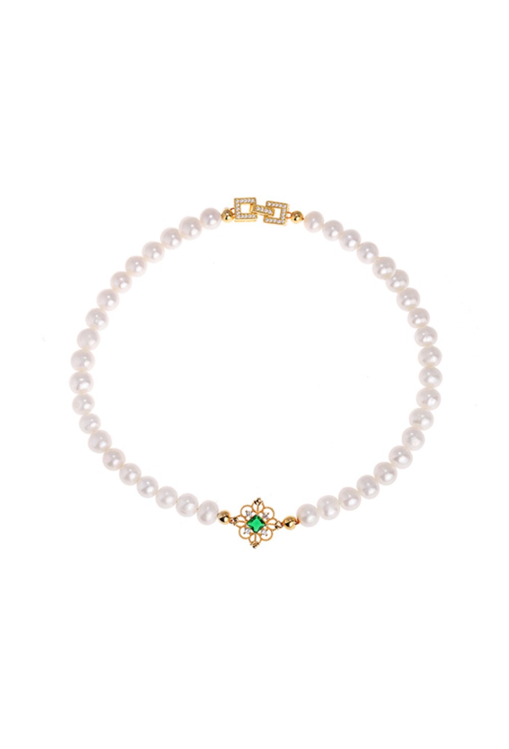 Pearls Green Crystal Choker - фото 122510