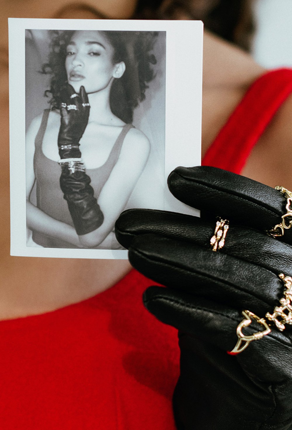 Triple ring with protruding cubic zirconia Rhodium - фото 122587