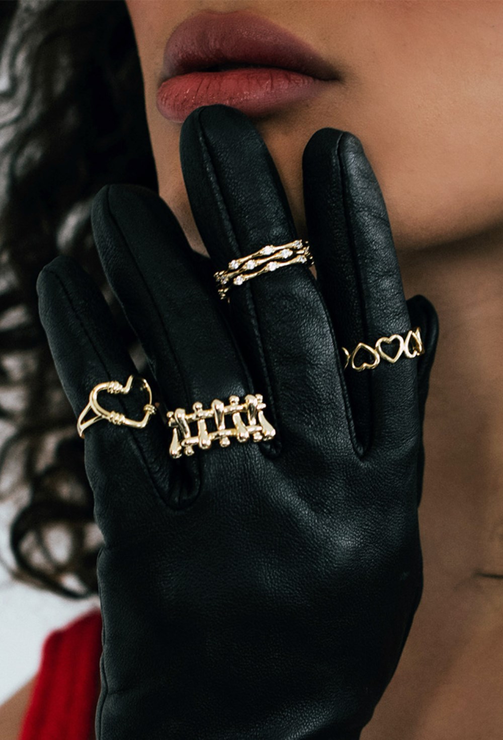 Ring with micro hearts Rhodium - фото 122597