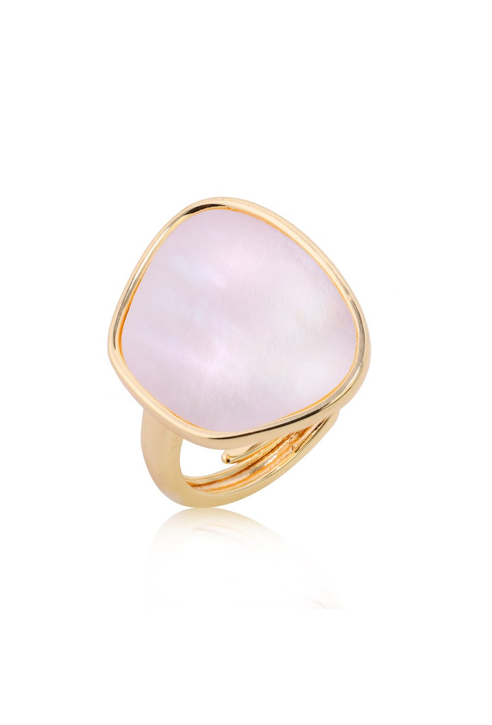 Asymmetric signet ring with mother of pearl Gold - фото 122625