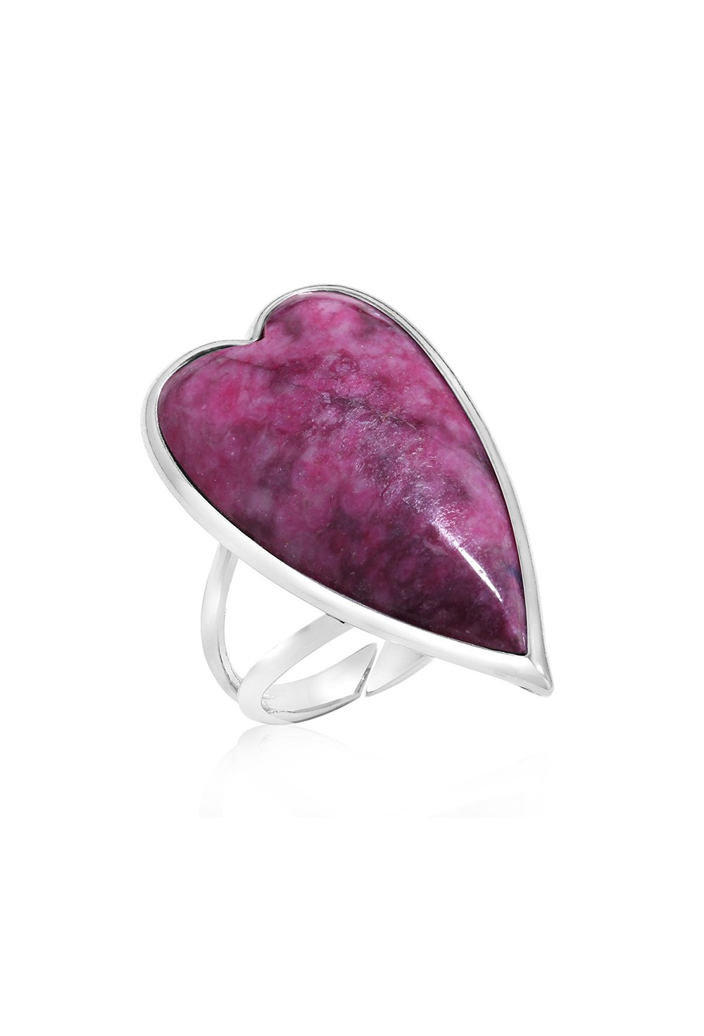 Pink Rhodonite Heart Ring - фото 122650