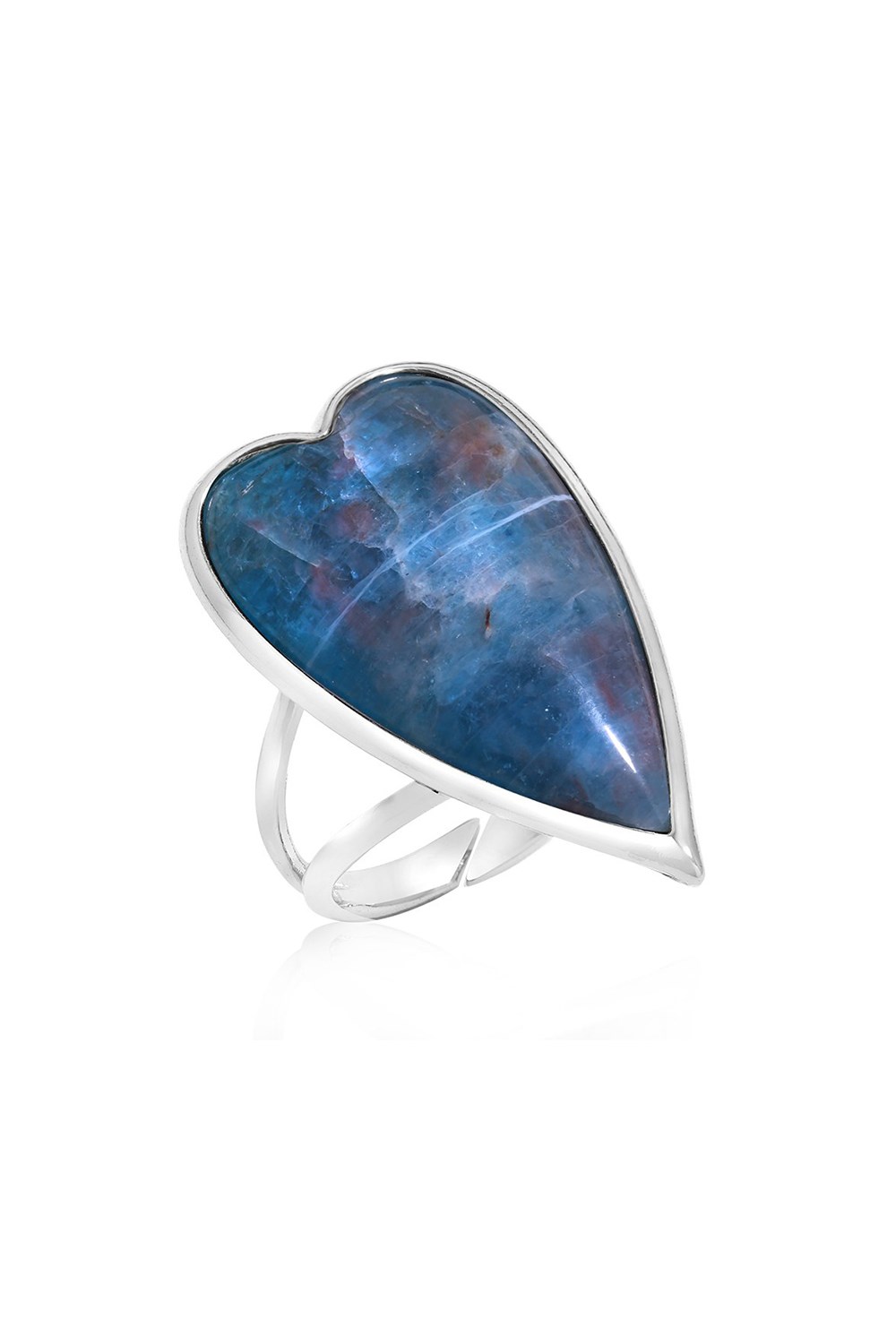 Ring with a big Heart made of blue amazonite Rhodium - фото 122651