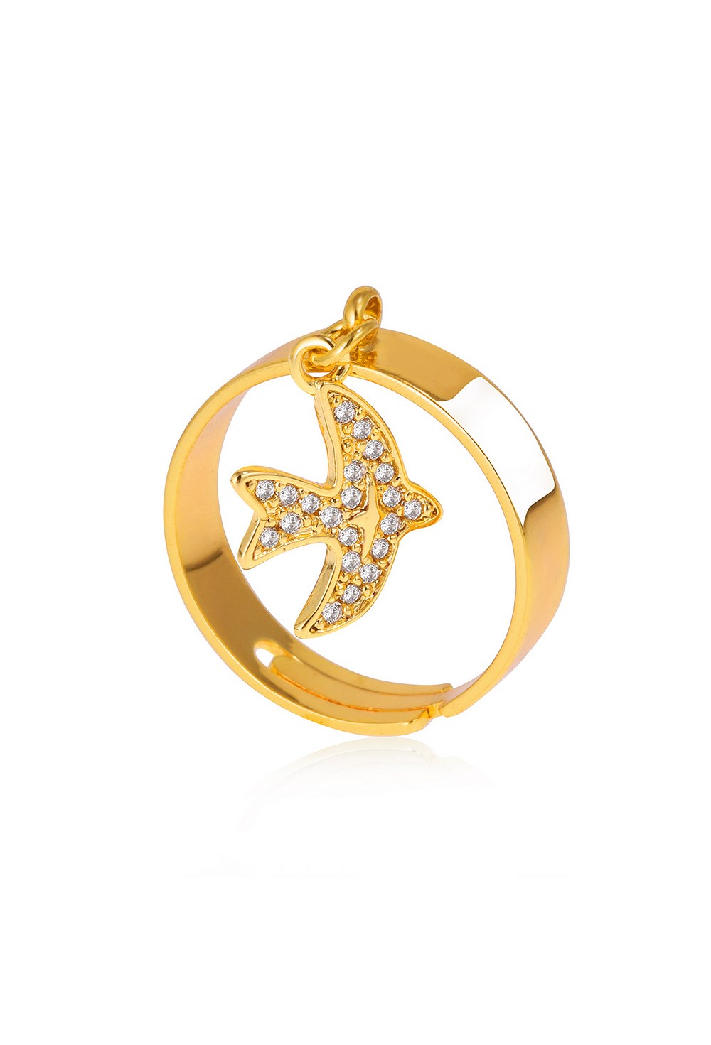 Gold Ring with Bird Charm - фото 122662