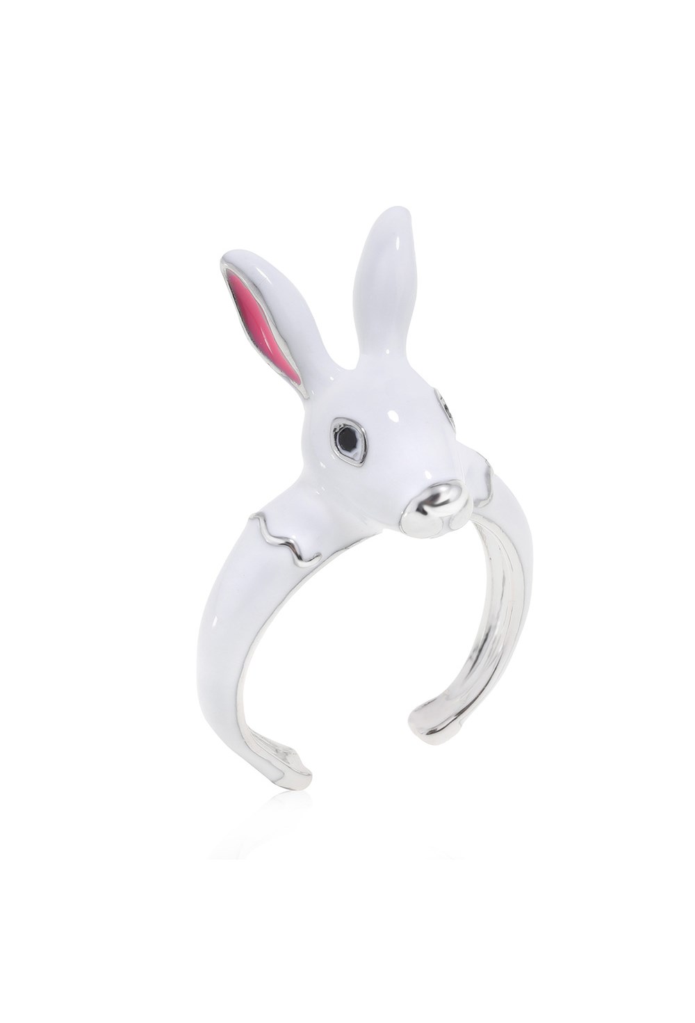 Enamel Rabbit Ring Silver - фото 122668