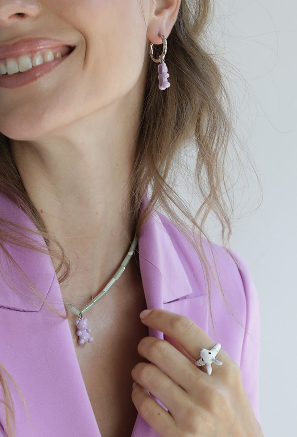 Enamel Rabbit Ring Silver - фото 122670