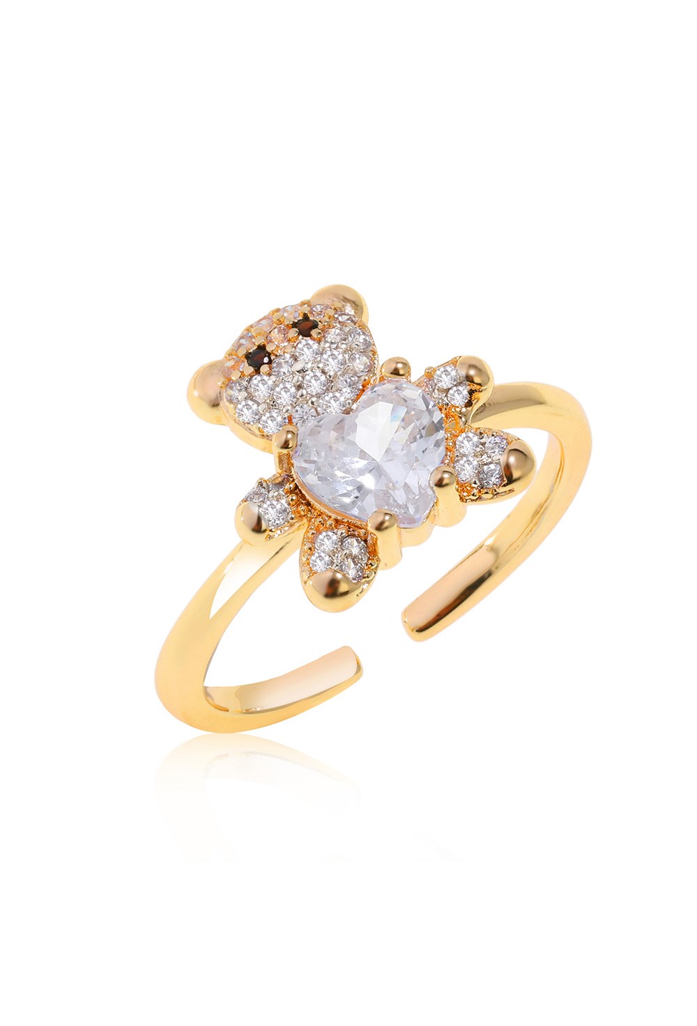 Cubic Zirconia Bear Ring Gold - фото 122692