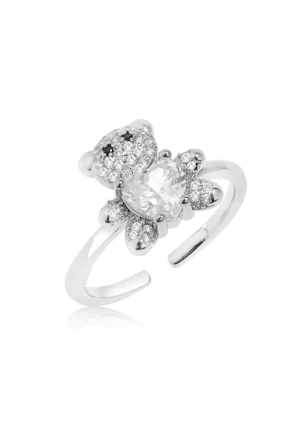 Cubic Zirconia Bear Ring Silver - фото 122695