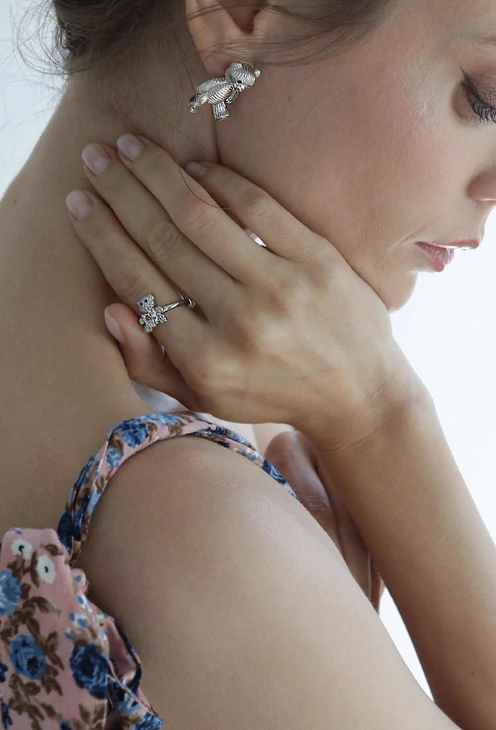 Cubic Zirconia Bear Ring Silver - фото 122696