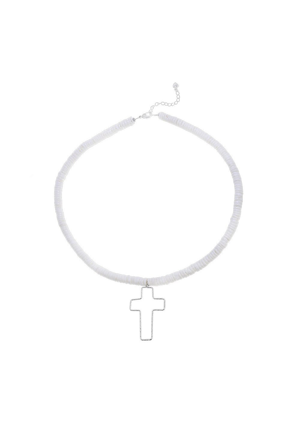 Necklace made of white shell stone - фото 122714