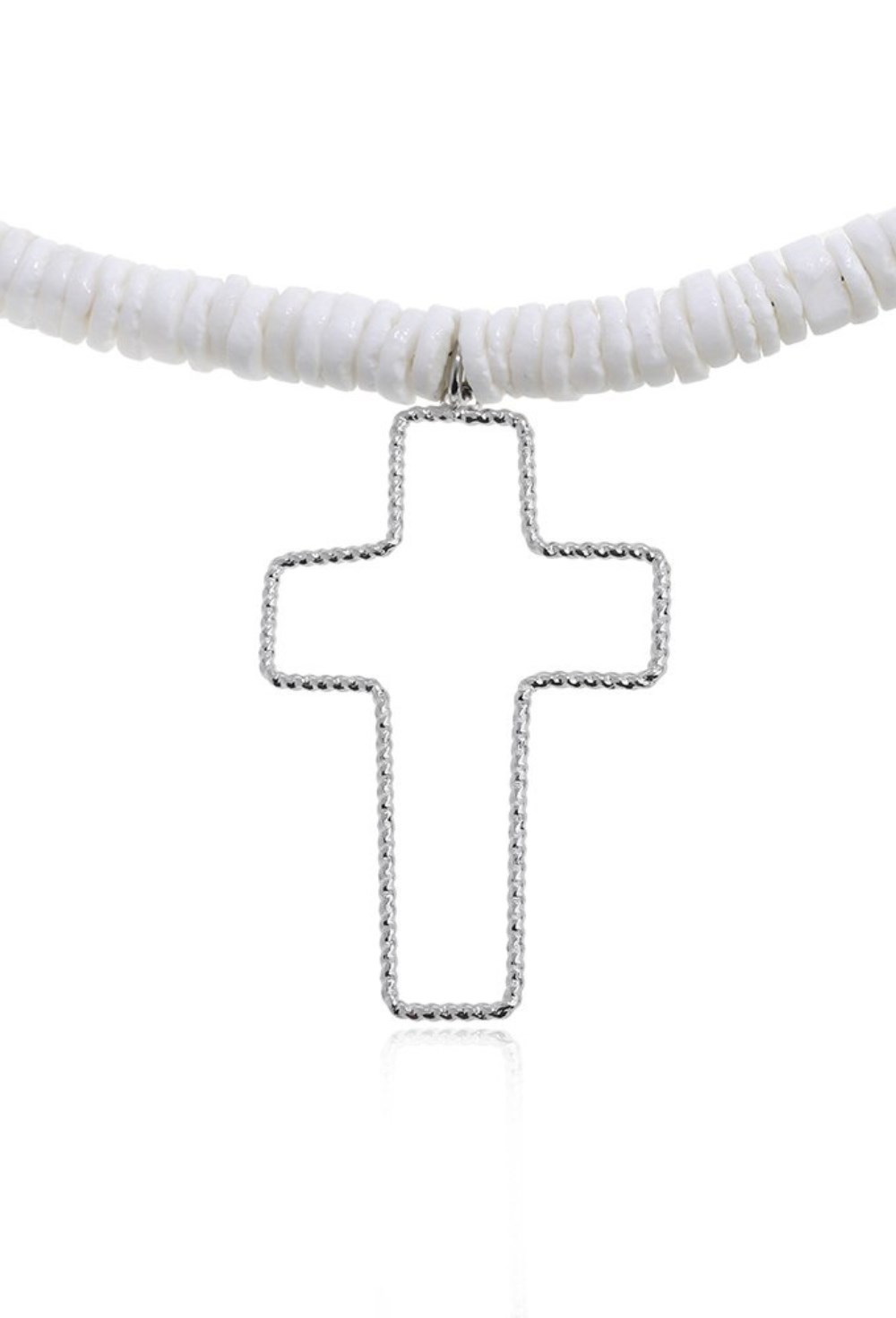 Necklace made of white shell stone - фото 122715