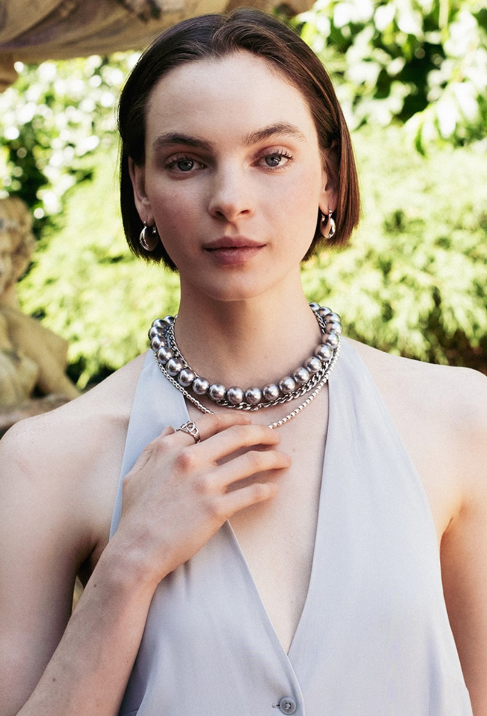 Necklace-made of artificial grey pearls - фото 122728