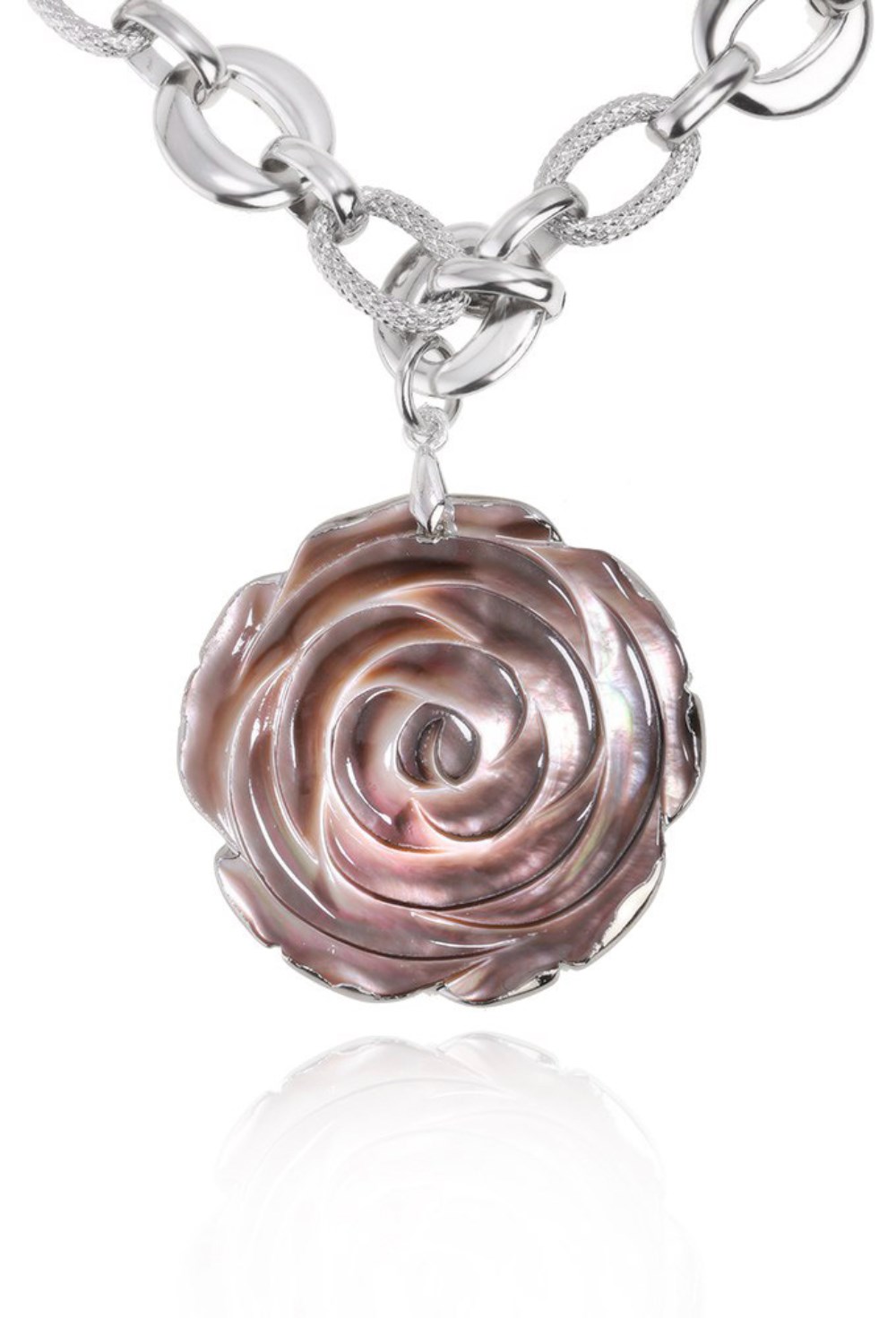 Necklace made of a combined chain and a rose - фото 122768