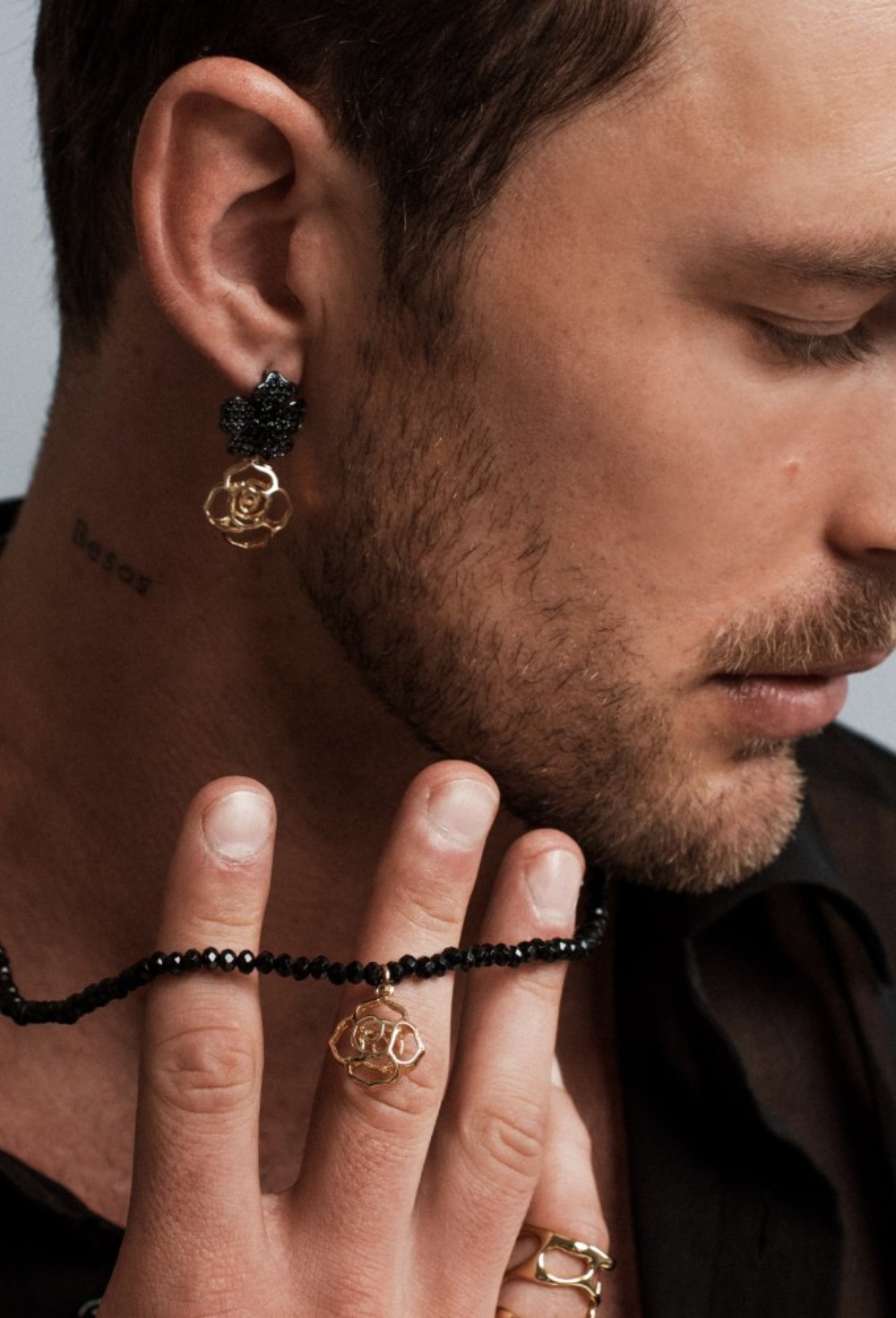 Necklace made of black Agate - фото 122811