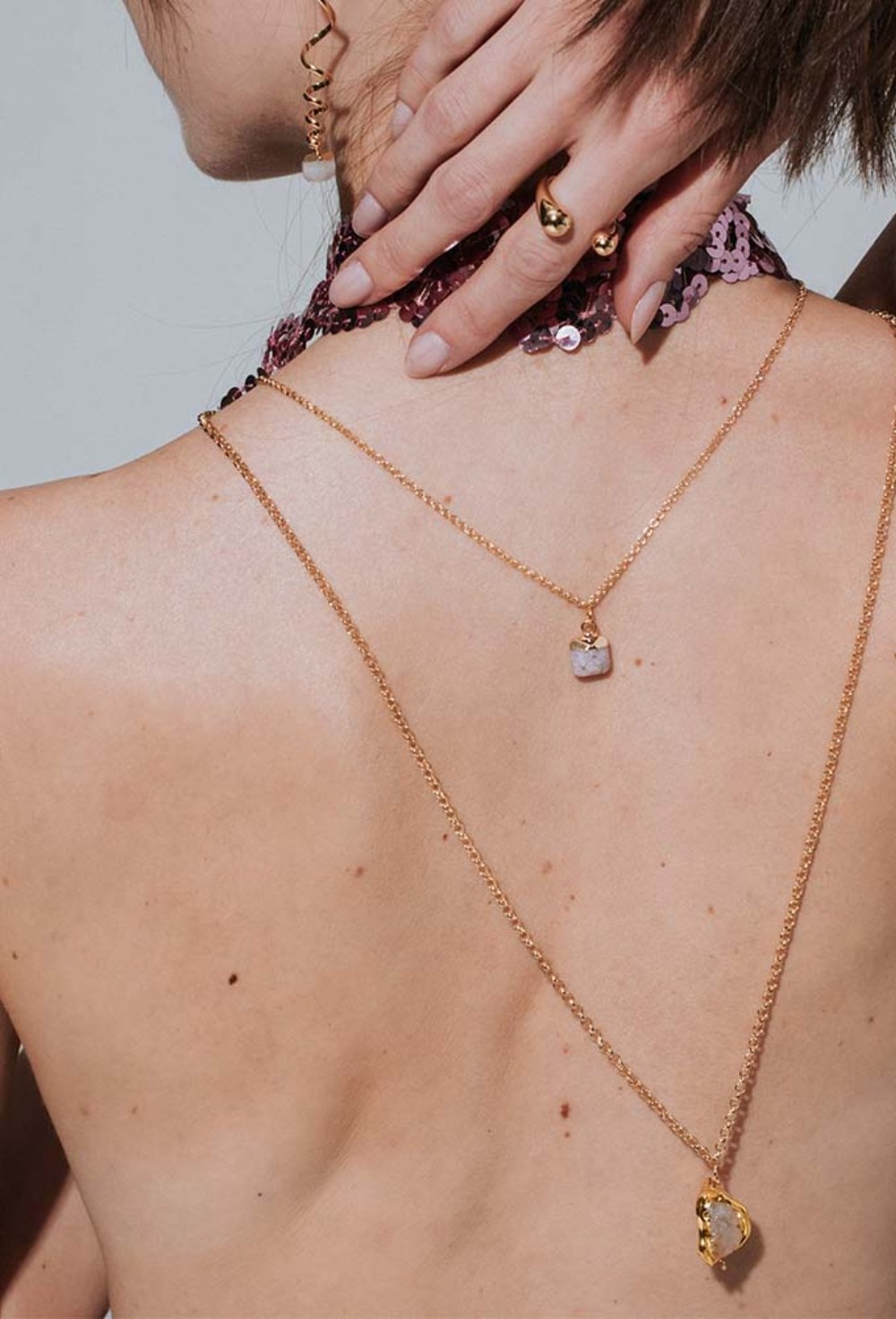 Rosary Necklace Pink Quartz - фото 122843