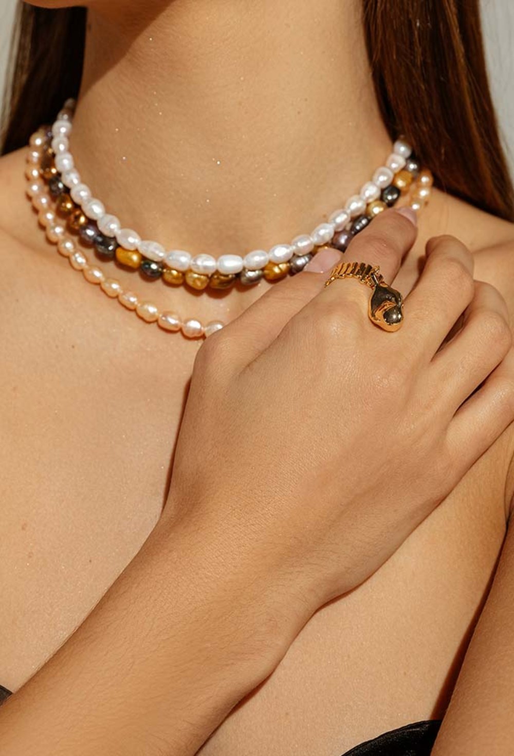 Hematite Necklace Rhodium - фото 122854