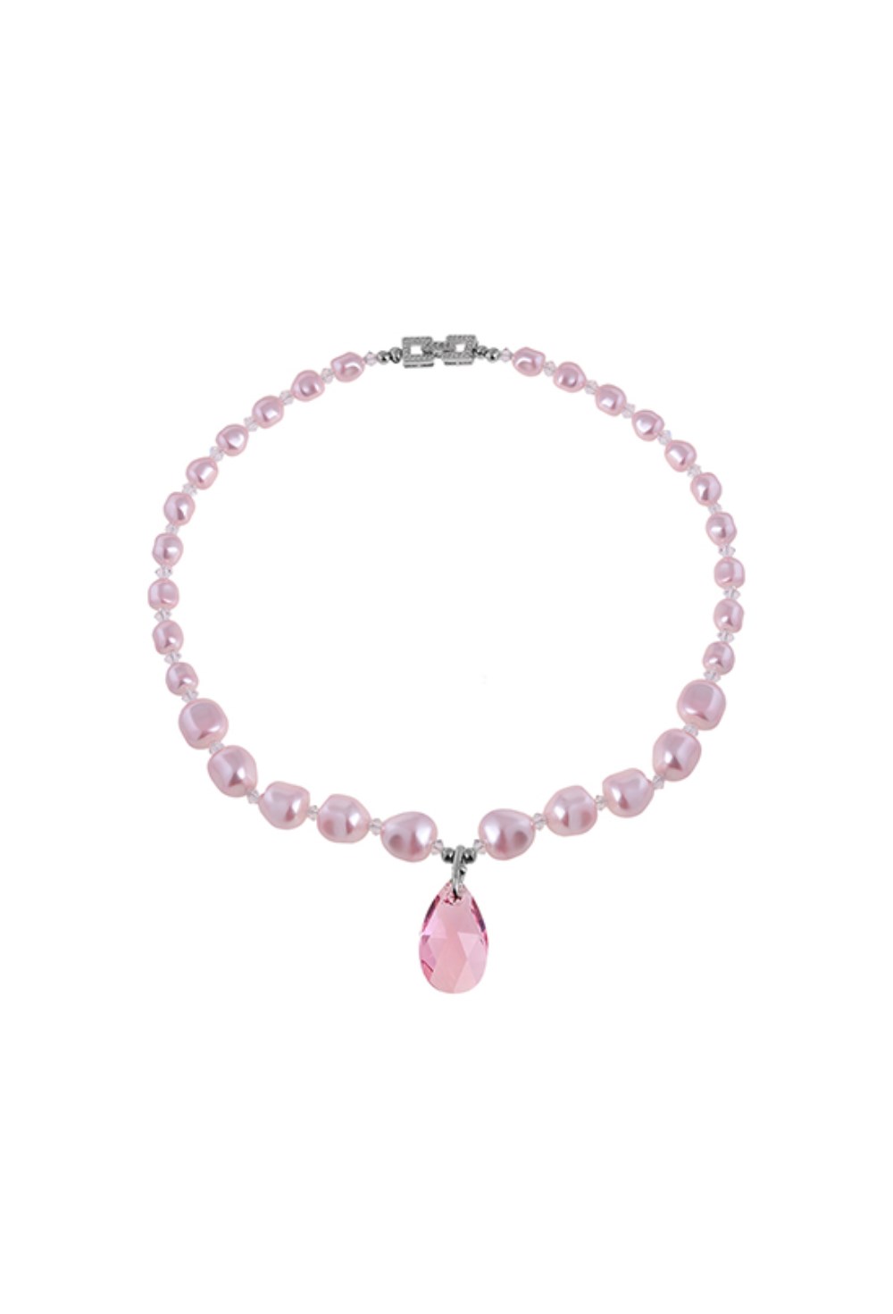 Pink Pearls, Heart and Skull Swarovski Necklace - фото 122903