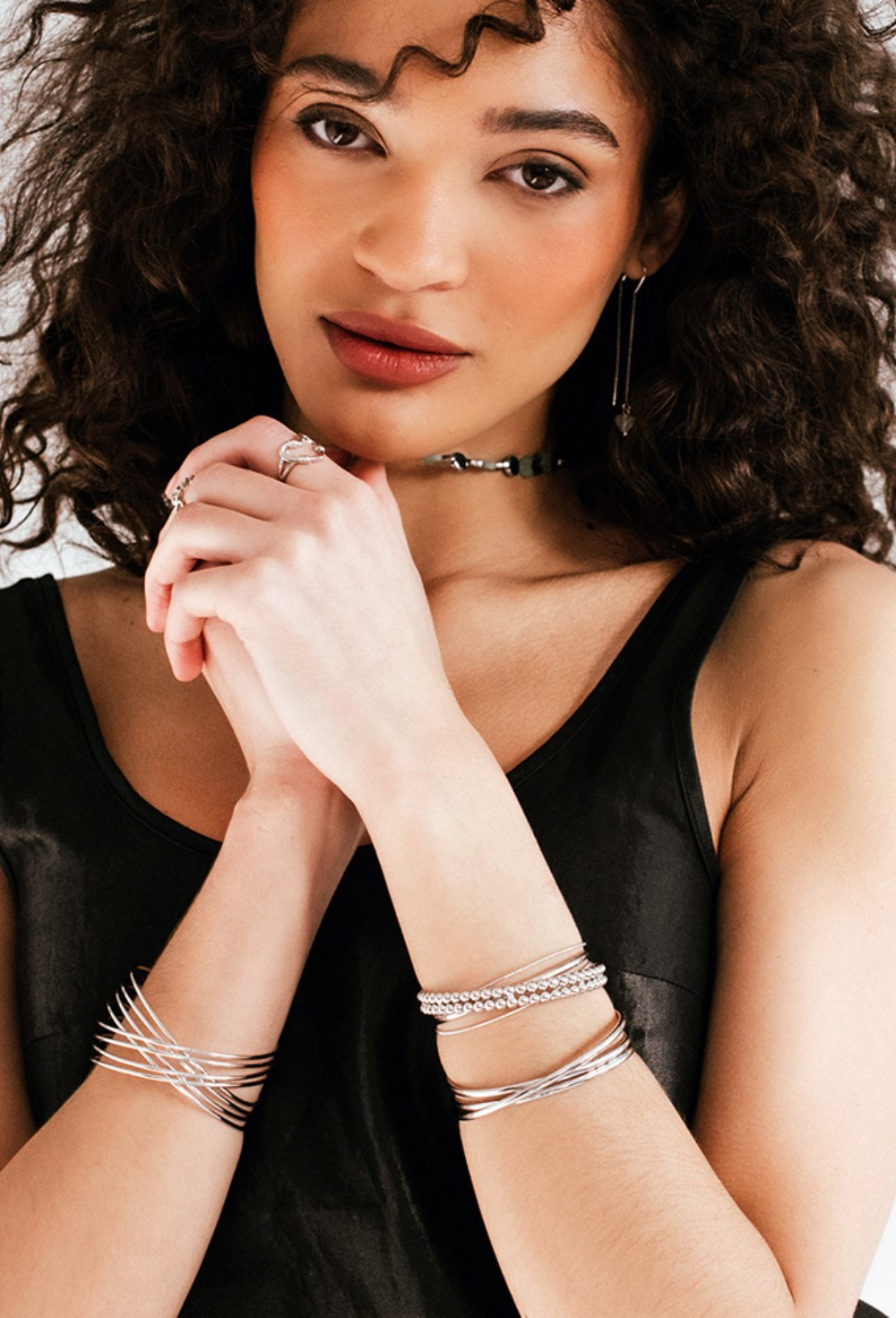 Bracelet in two rows of metal beads Gold - фото 123061