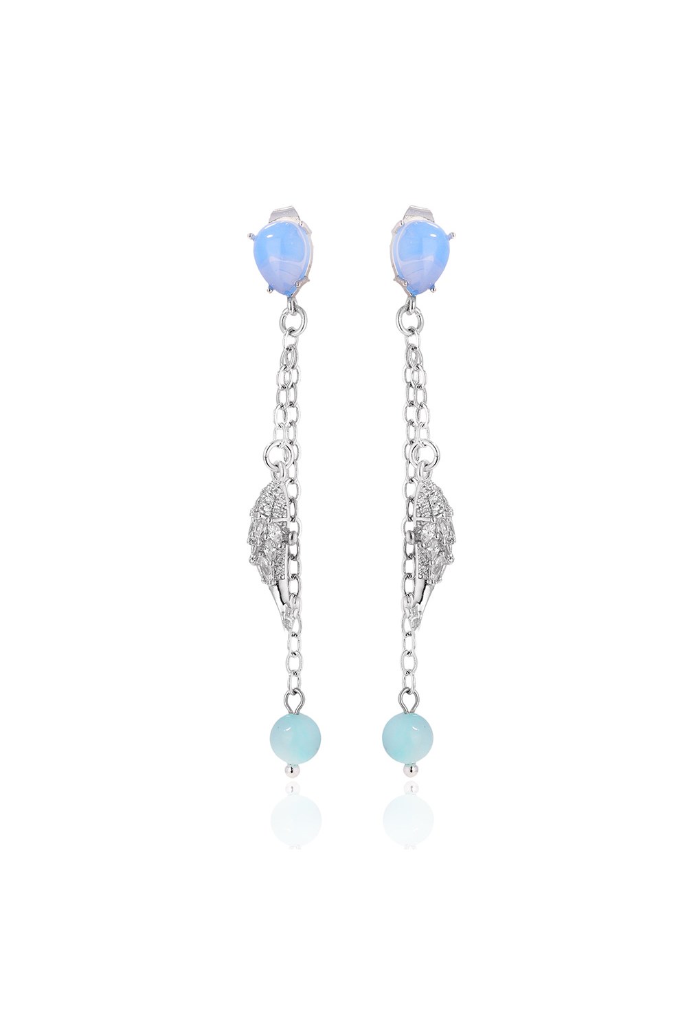 Asymmetrical Fish Earrings Rhodium - фото 123208