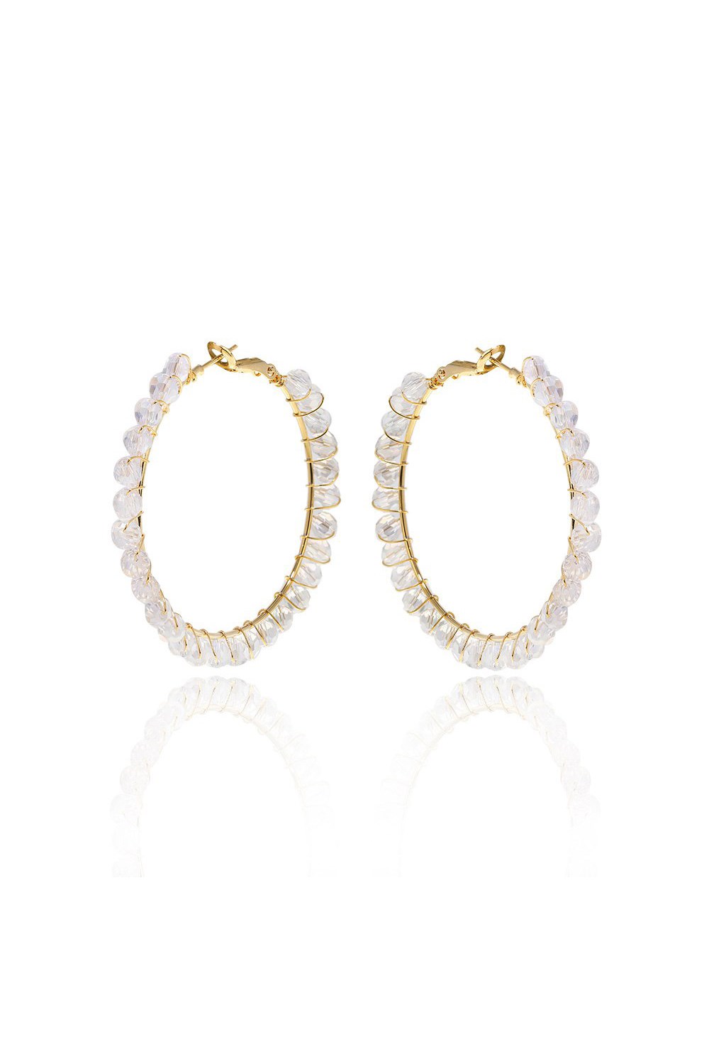Ring Earrings with Symmetrical Curves Gold - фото 123262
