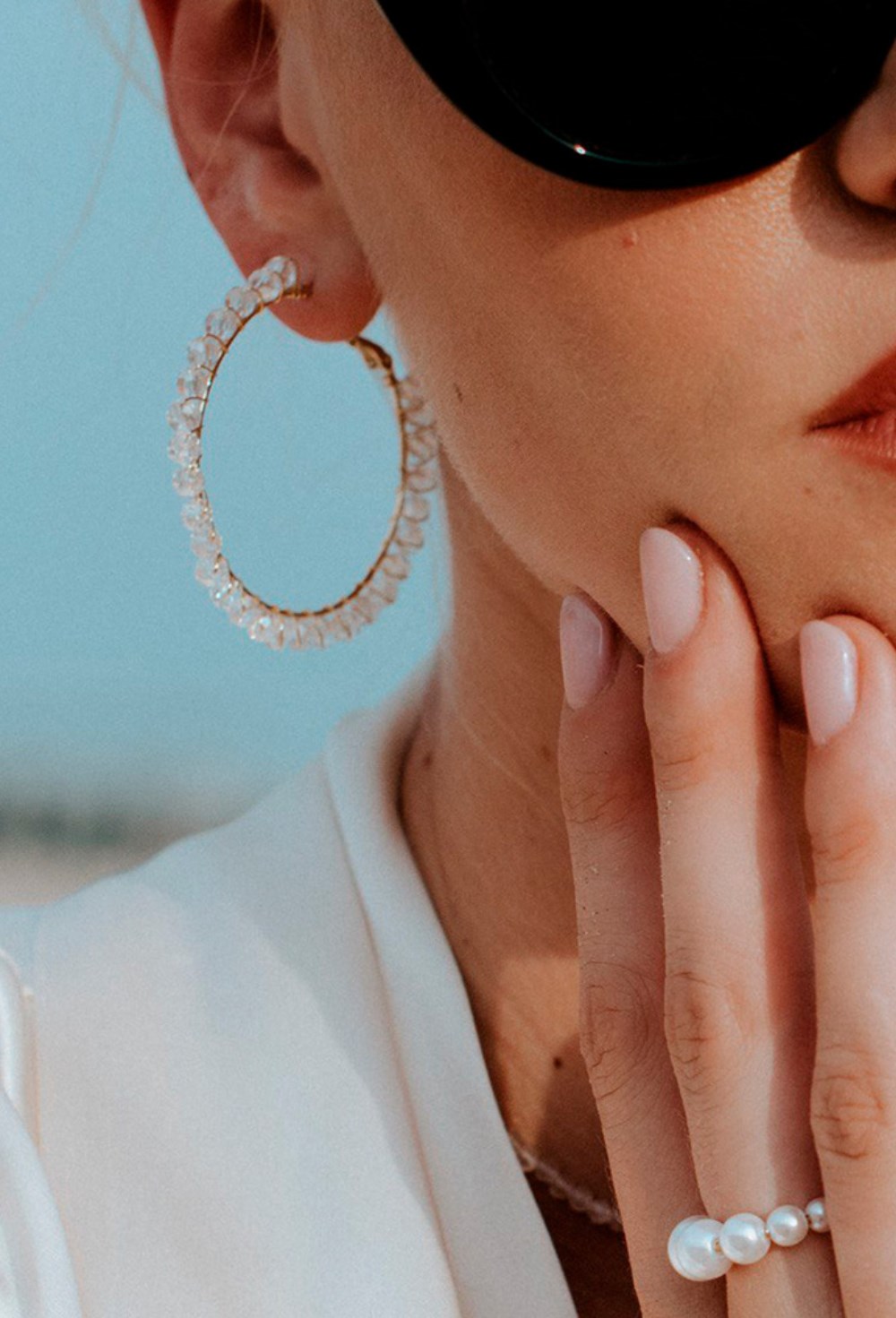 Ring Earrings with Symmetrical Curves Gold - фото 123264