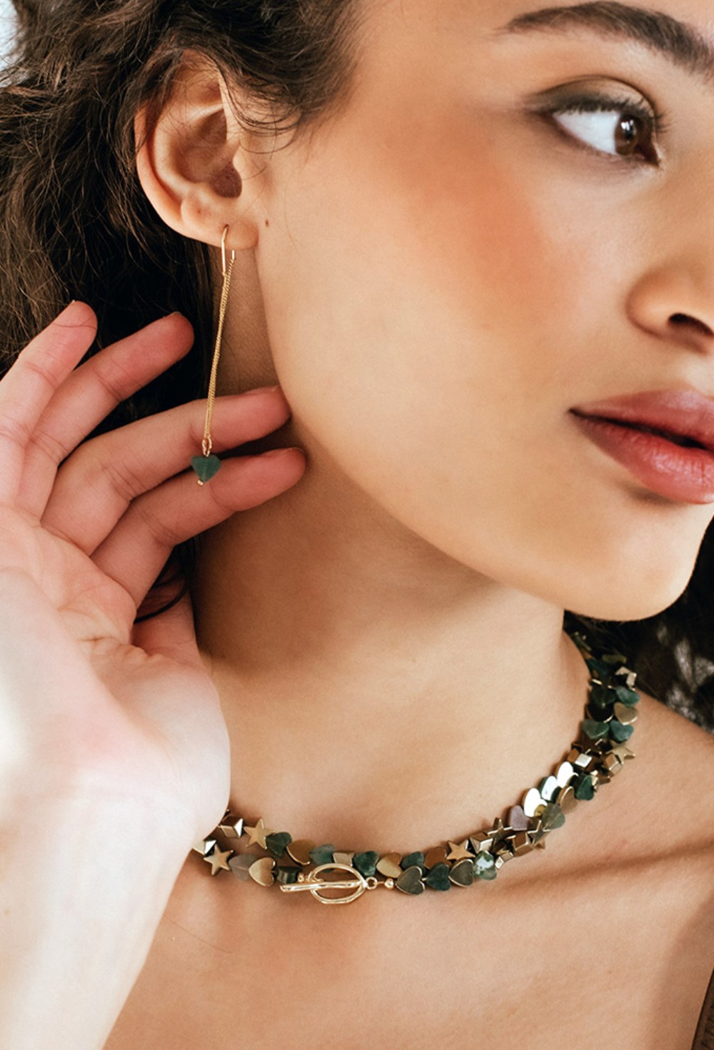 Crystal Ring Earrings Gold - фото 123266